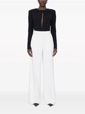 Anine Bing Lyla Wide-Leg White/Cream Women's Trousers NWT Size 10